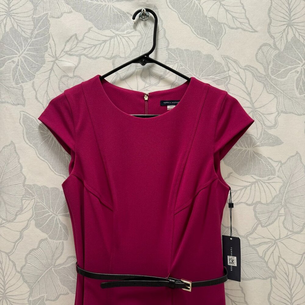 NWT | Tommy Hilfiger Pink Fitted Dress with Black Belt